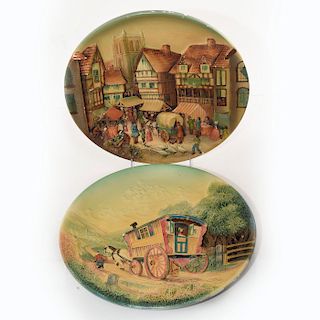 2 W.H. BOSSONS HANDPAINTED WALL PLAQUES
