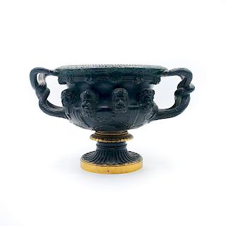 BRONZE NEOCLASSICAL URN WITH GOLD DETAIL