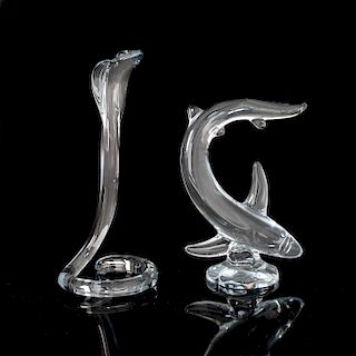 2 LARGE FRENCH CRYSTAL SCULPTURES