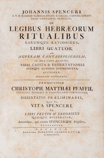 Spencer, John - De legibus hebræorum ritualibus earumque rationibus, libri quatuor.