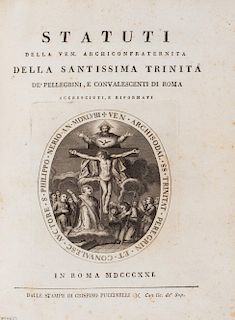 Statuti della Ven. Archiconfraternita della Santissima Trinità  de' pellegrini e convalescenti di Roma accresciuti e riformati