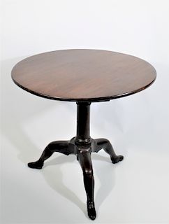 19th C Isle of Man Carved Mahogany Tilt Top Table 