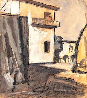Mario Sironi (Sassari 1885-Milano 1961)  - Paesaggio con case
