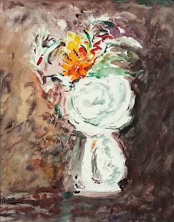 Arturo Tosi (Busto Arsizio 1871-Milano 1956)  - Fiori nel vaso bianco, second half 40s