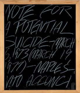 Vito Acconci (New York 1940-New York 2017)  - Note for a potential suicide, 1973