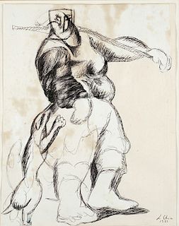 Sandro Chia (Firenze 1946)  - Figura con cane, 1982