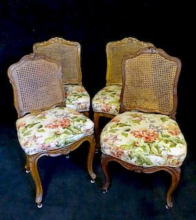 SET 4 COUNTRY FRENCH CANE BACK CHAIRS 