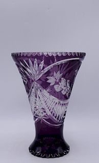 BOHEMIAN AMETHYST TO CLEAR VASE