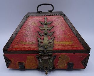 ASIAN DECORATED WOOD BOX 