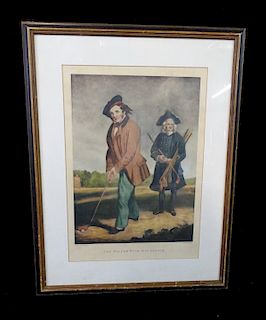 PRINT; THE GOLFER WITH HIS CADDY 