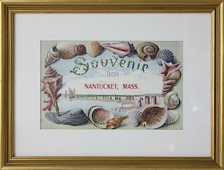 Framed Chromolithograph "Souvenir of Nantucket, Mass."