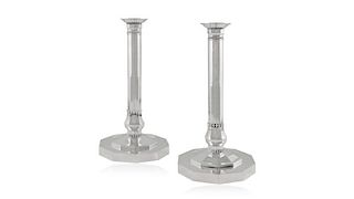 Pair of Early Georg Jensen Candlesticks 286 by Johan Rohde