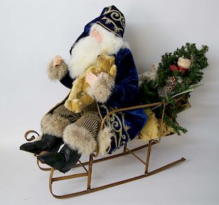 Limited Edition Bethany Lowe Santa Claus on His Sleigh, circa 2003