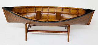 Contemporary Lapstrake Dory Glass Top Coffee Table