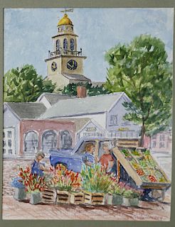 Harold Humphrey Watercolor on Paper "Nantucket - Corn & Cobbles"