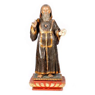 Spanish Colonial carved figure of a saint