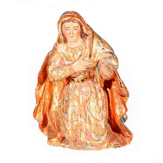Spanish Colonial carved figure of a female saint