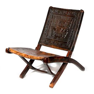 Peruvian wood and leather chair