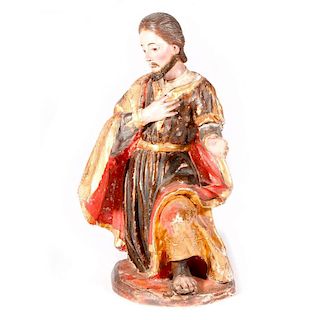 Spanish Colonial carved figure of a male saint