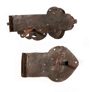 Two cast metal locks.