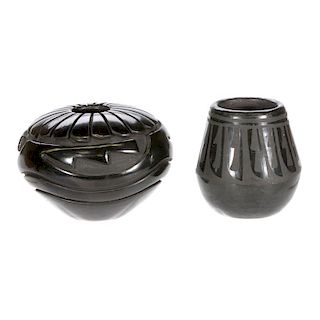 Two Pueblo blackware jars