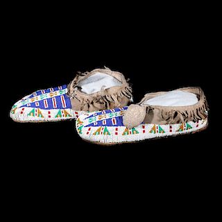 Pair of Sioux beaded moccasins