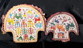 Two Indian beaded ornamental panels