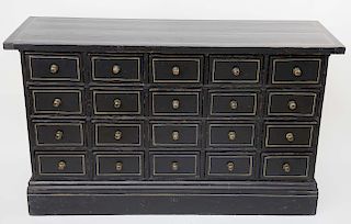 Contemporary 20 Drawer Black Painted Apothecary Chest