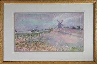 George Holston Nantucket Watercolor on Paper "The Old Mill, 1901"
