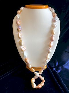 16mm x 24mm Multi-Color Baroque Fresh Water Pearl Necklace