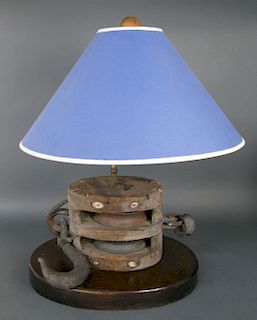 Authentic Ship's Block Mounted as a Lamp