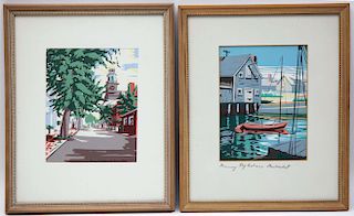 Pair of Roy Clifford Smith Serigraphs "Morning Reflections" and "Orange Street"