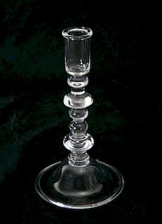 Signed Steuben Glass Candlestick with Bell Base