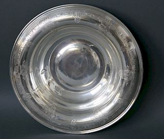 Sterling Silver Shallow Bowl with Turned Rim