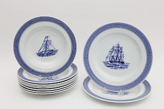 Royal Copenhagen Blue and White Ship Plates and Bowls