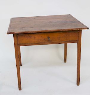 American Pine One Drawer Tavern Table, 18th Century