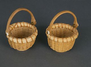 Pair of Miniature Nantucket Baskets by Hobbyist Henry Huyser, 1987