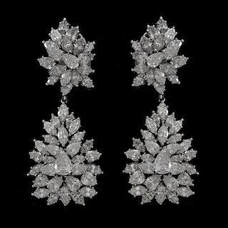 46.50ct TW Diamond and Platinum Earrings
