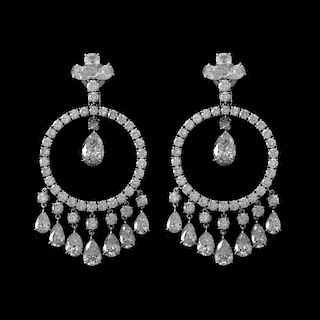 36.0ct TW Diamond and Platinum Earrings
