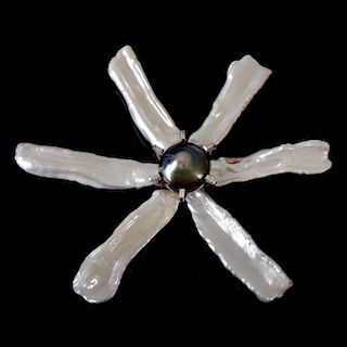Christopher Walling Pearl and Diamond Brooch