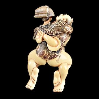 Mid 20C Asian Carved Ivory Erotic Figurine