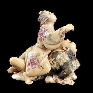 Mid 20C Erotic Two part Carved Ivory Figurine