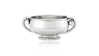 This is a large and heavy sterling silver Georg Jensen oval “Cherry” centerpiece bowl. This is one of Georg Jensen’s later designs, from a brief perio