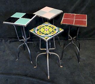 GROUP 4 WROUGHT IRON TILE TOP TABLES