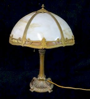 6 PANEL SLAG GLASS LAMP POSSIBLY MILLER