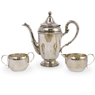 (3 Pc) Sterling Silver Tea Set
