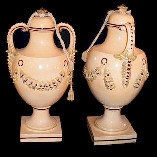 Large Majolica Ceramic Urns