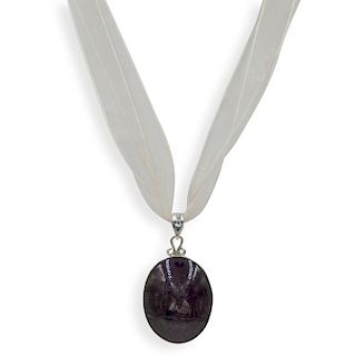 Purple Sapphire and Sterling Ribbon Necklace