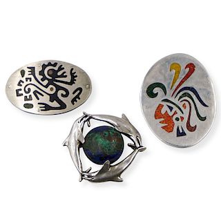 (3 Pc) Mexican Sterling Silver Pins