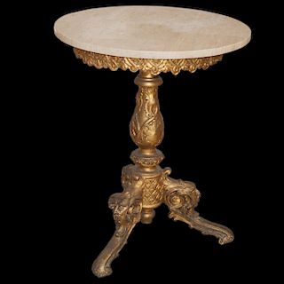Gilded Wood Marble Topped Table